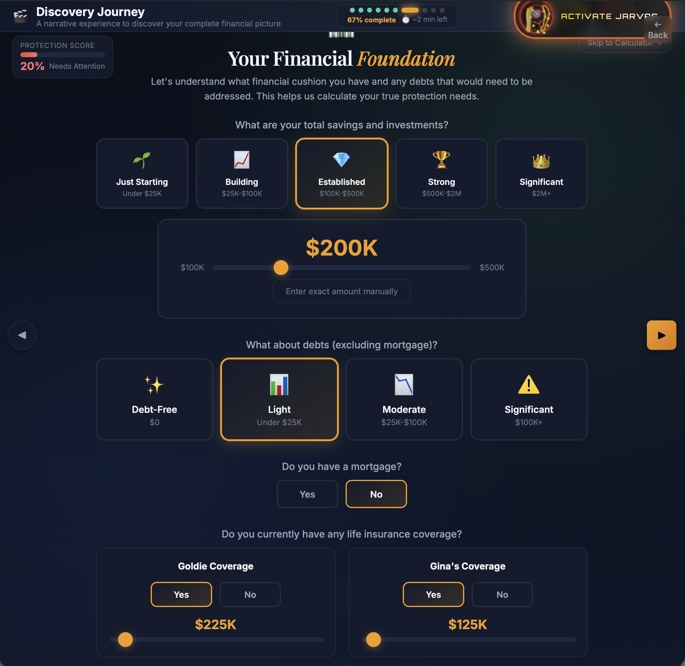 Discovery Journey — interactive needs analysis — view 3